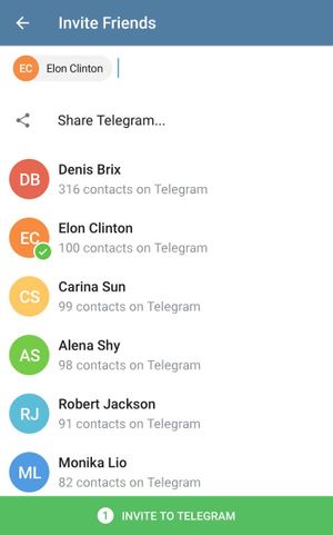 Приглашайте друзей в Telegram
