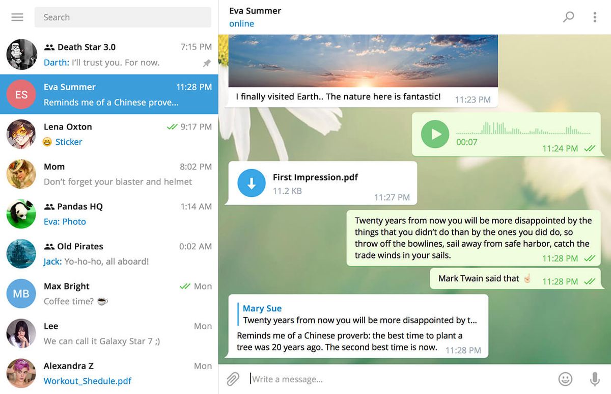 Новый дизайн Telegram Desktop.