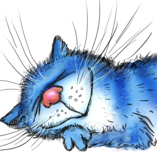 Рисунки котиков синих