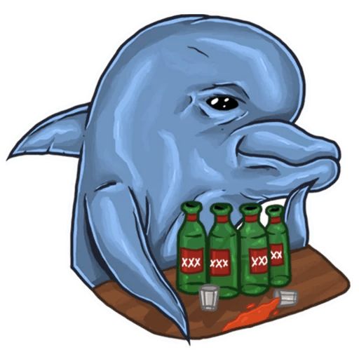 Стикер «Дельфин-алкоголик-5»